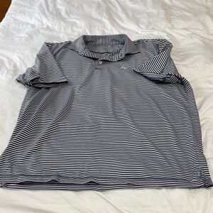 Rhoback Navy and White Striped Polo